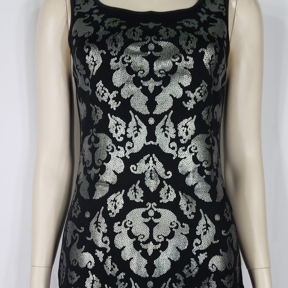 NWT black silver sleeveless bodycon dress size 3